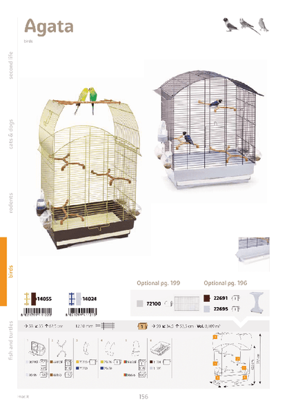 IMAC AGATA Cage 58x33x62,5cm for Canaries, Parakeets and Exotic Birds- BLUE/GHIACCIO