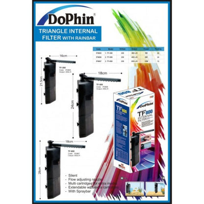 KW Zone Dophin Aquarium Triangle Internal Filter With Rainbar[Max Output - 650L/H]