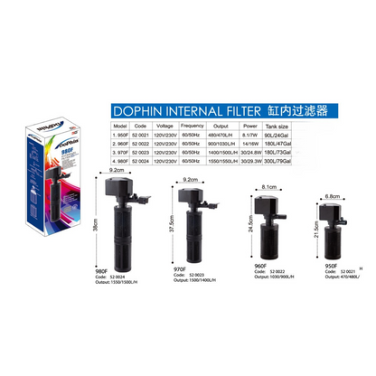 Ingredients KW Zone Dophin Internal Filter[Model - FDF980F, Max Output - 1550L/H]