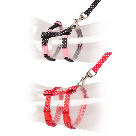 Duvo+ Kitten Walking Set White Dots Black/Red 15-25cm / 8mm-125cm
