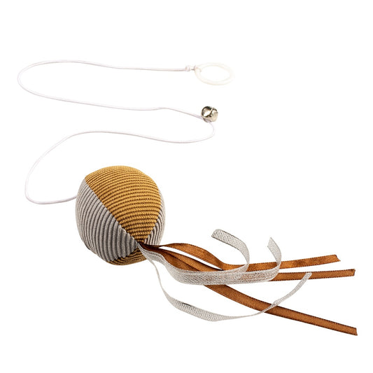 Duvo+ Cushy Ball With Elastic & Bell 19X5,5X5Cm Brown/Grey