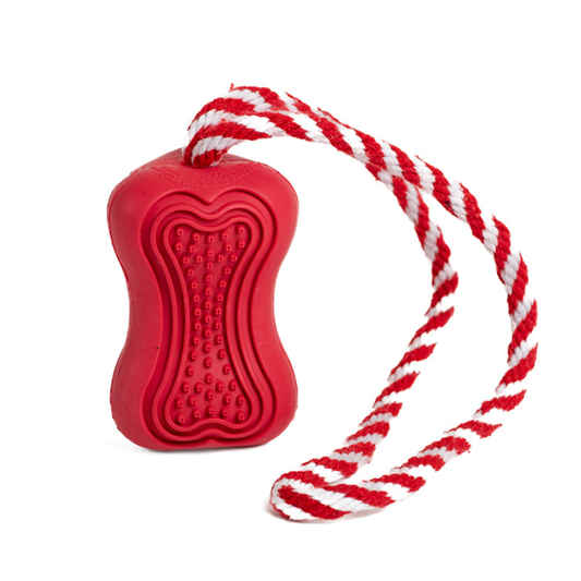 Duvo+ Rubber Dental Bone With Rope 36,5X6,5X6,5Cm Red