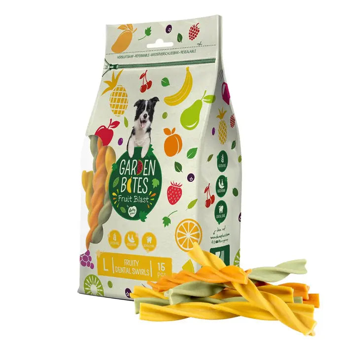 Duvo+ Garden Bites Fruity Dental Swirls 16cm - 15pcs Mixed Colors [270g]