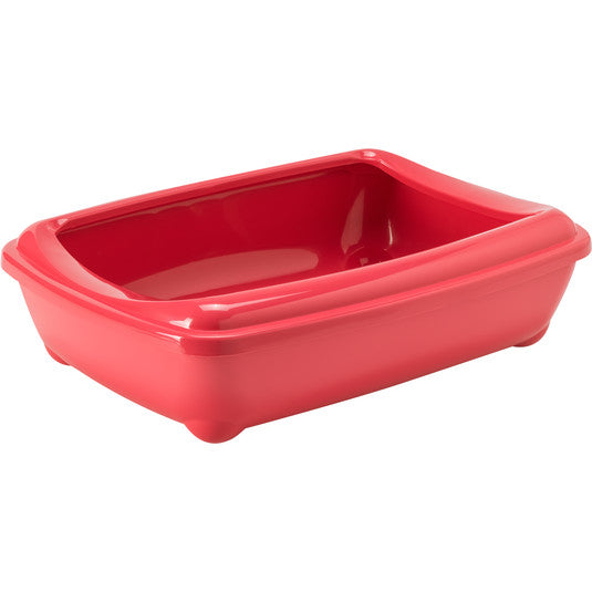 Moderna Arist-O-Tray-Cat Litter Tray 43 x 30.9 x 12.3 cm (With Rim, Size - M)-Spicy Coral