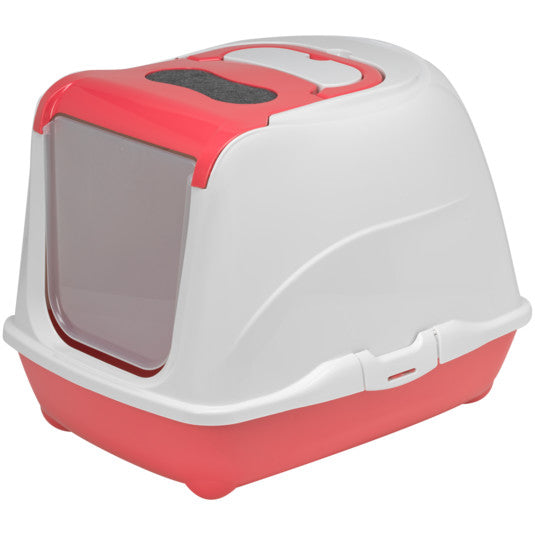 Moderna Flip Cat-Litter Box Large-50.2 x 38.8 x 37.7 cm-Spicy Coral