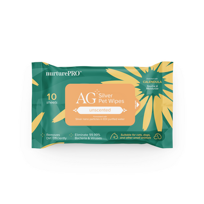 NurturePro AG+ Silver Pet Wet Wipes -Unscented (10 Sheets/ Pack)