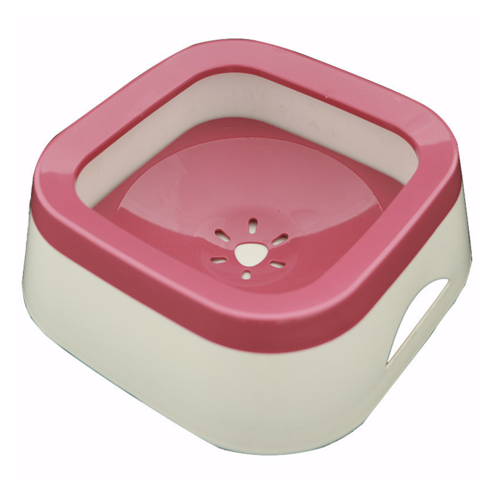Pado Square Anti Spill Pet Bowl 21x21x7.8cm[1000ml] -Rose Red
