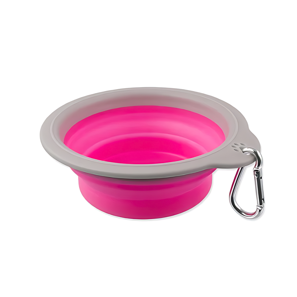 Pado Adjustable Pink And Gray Bowl Large- 18x16.8x(2.9-6.4cm)