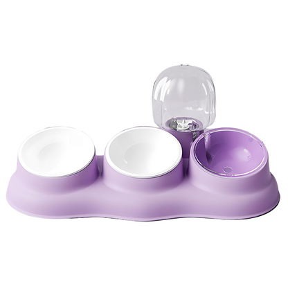 Pado Tripple Bowl with Dispenser-Purple 43*13*23cm