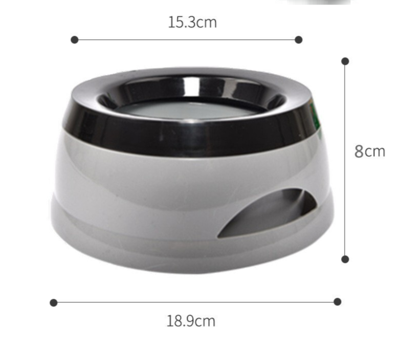 Pado Classic Round Anti Spill Pet Bowl 15.3×18.9×8cm-Grey