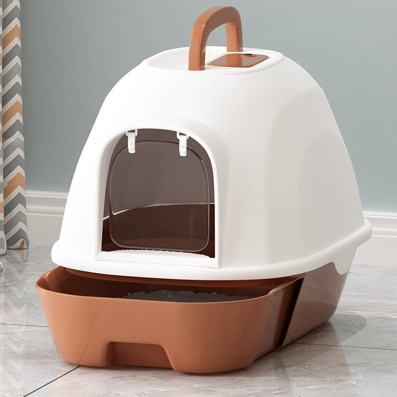 Pado Oval Cat Litter Box 53*41*41cm-Brown