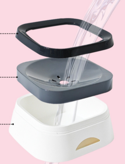 Pado Classic Square Anti Spill Pet Bowl 21x21x7.8cm[1000ml]-Grey