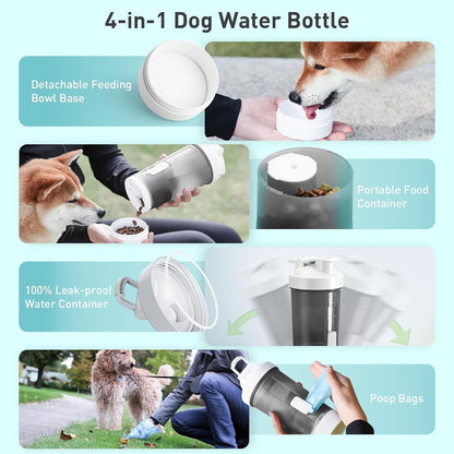 Pawgether Pure Travel 1 [PT1]- 4 in 1 Pet Travel Bottle -Grey