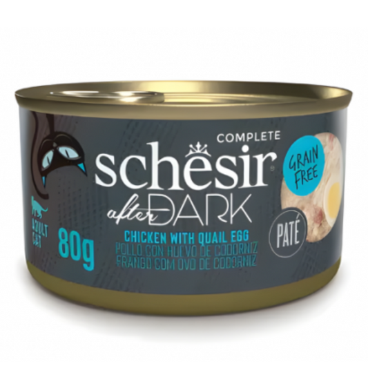 Schesir After Dark Patè For Cat - Chicken With Quail Egg 80g (Min Order- 12 Cans)