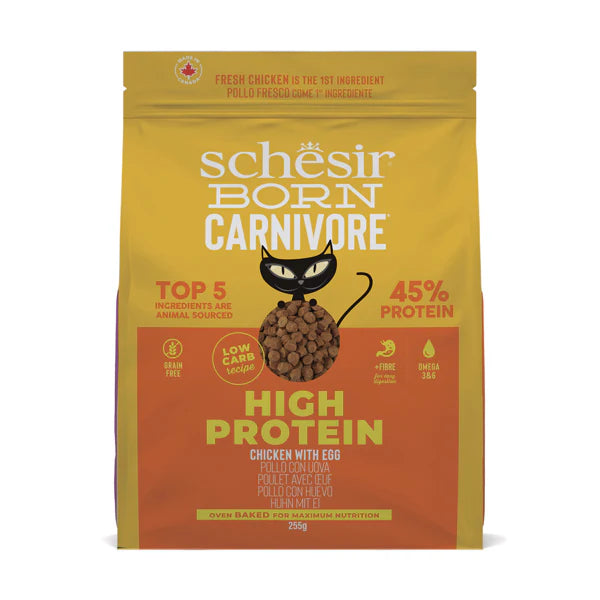 Schesir Born Carnivore Grain Free Oven Baked Dry Food [High-Protein] For Cat - Chicken&Egg 255g