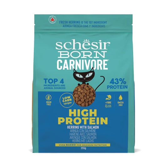Schesir Born Carnivore Grain Free Oven Baked Dry Food [High-Protein] For Cat - Herring & Salmon 255g