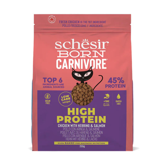 Schesir Born Carnivore Grain Free Oven Baked Dry Food [High-Protein] For Cat - Chicken & Herring 255g