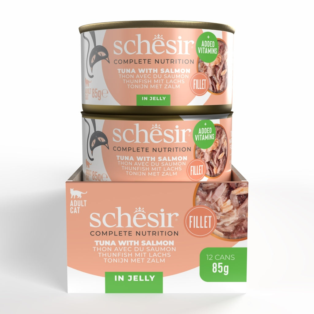 Schesir Complete & Balanced Nutrition Wet Cat Food in Jelly Can- Tuna With Salmon 85g [MOQ:12pcs]