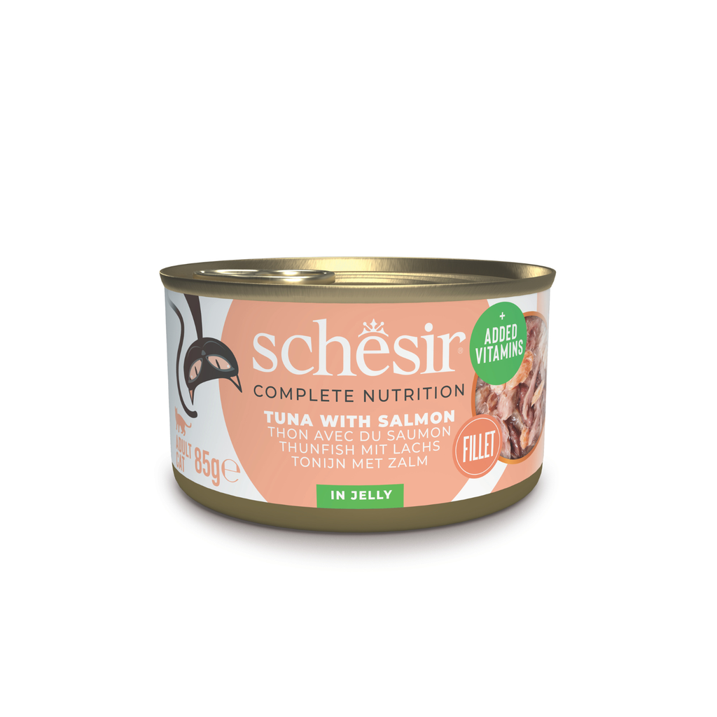 Schesir Complete & Balanced Nutrition Wet Cat Food in Jelly Can- Tuna With Salmon 85g [MOQ:12pcs]