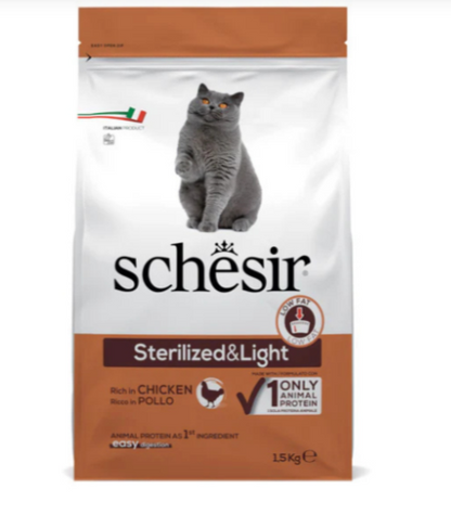 Schesir Cat Dry Food-Sterilized & Light-Chicken 1.5kg