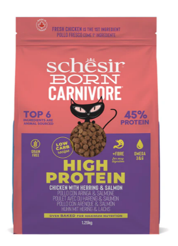 Schesir Born Carnivore Grain Free Oven Baked Dry Food [High-Protein] For Cat - Chicken with Herring & Salmon 1.25kg