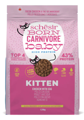 Schesir Born Carnivore Grain Free Oven Baked Dry Cat Chicken & Egg - Kitten 1.25kg