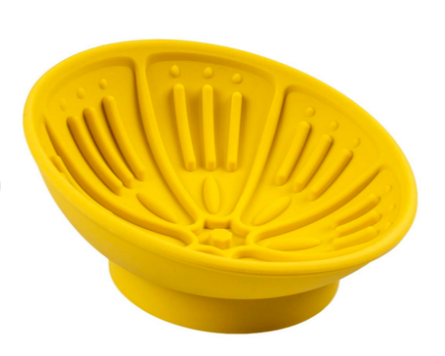 Duvo+ Lick Feeding Bowl For Dogs And Cat Kiwi Yellow 14x14x6.5cm