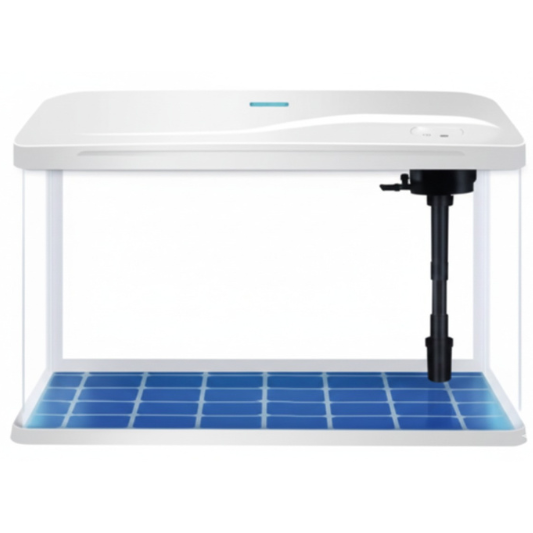 Fish Tank – Glass Aquarium Starter Kit with Air Pump, LED Cool Lights & Filter (White)